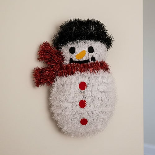 Snowman Christmas Tinsel Plaque Hanging Wall Decoration 30.5cm