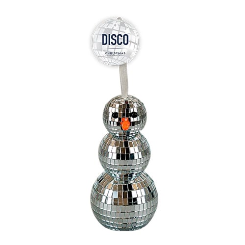 Snowman Disco Ball Christmas Hanging Decoration 13cm Product Image