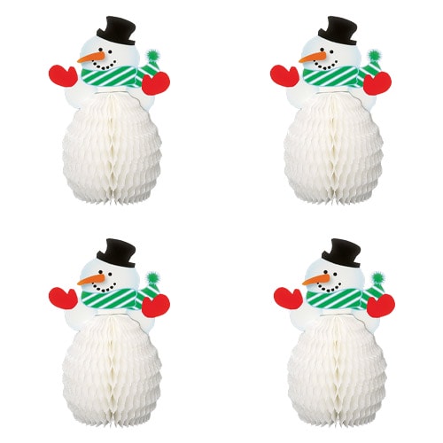 Snowman Honeycomb Christmas Table Centrepiece Decorations 15cm - Pack of 4 Product Image