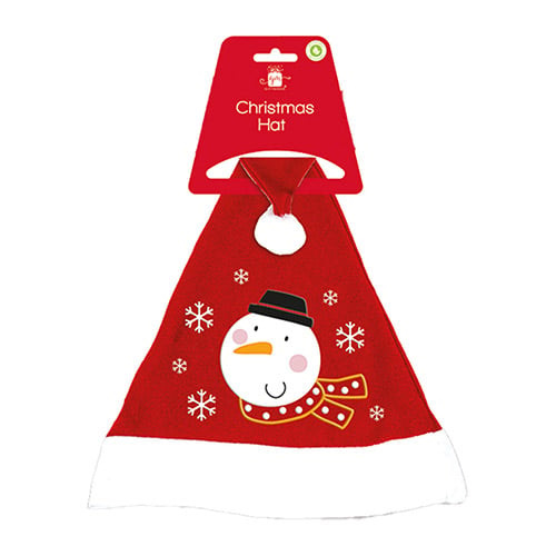 Embroidered Snowman Red Fleece Christmas Hat Fancy Dress Accessory Product Gallery Image