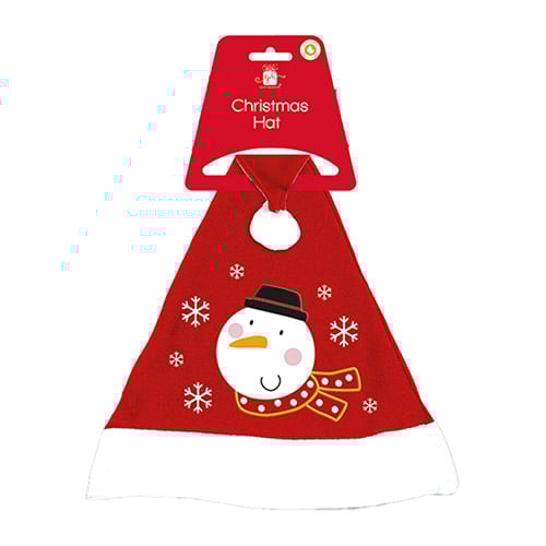 Snowman Red Fleece Embroidered Christmas Hat