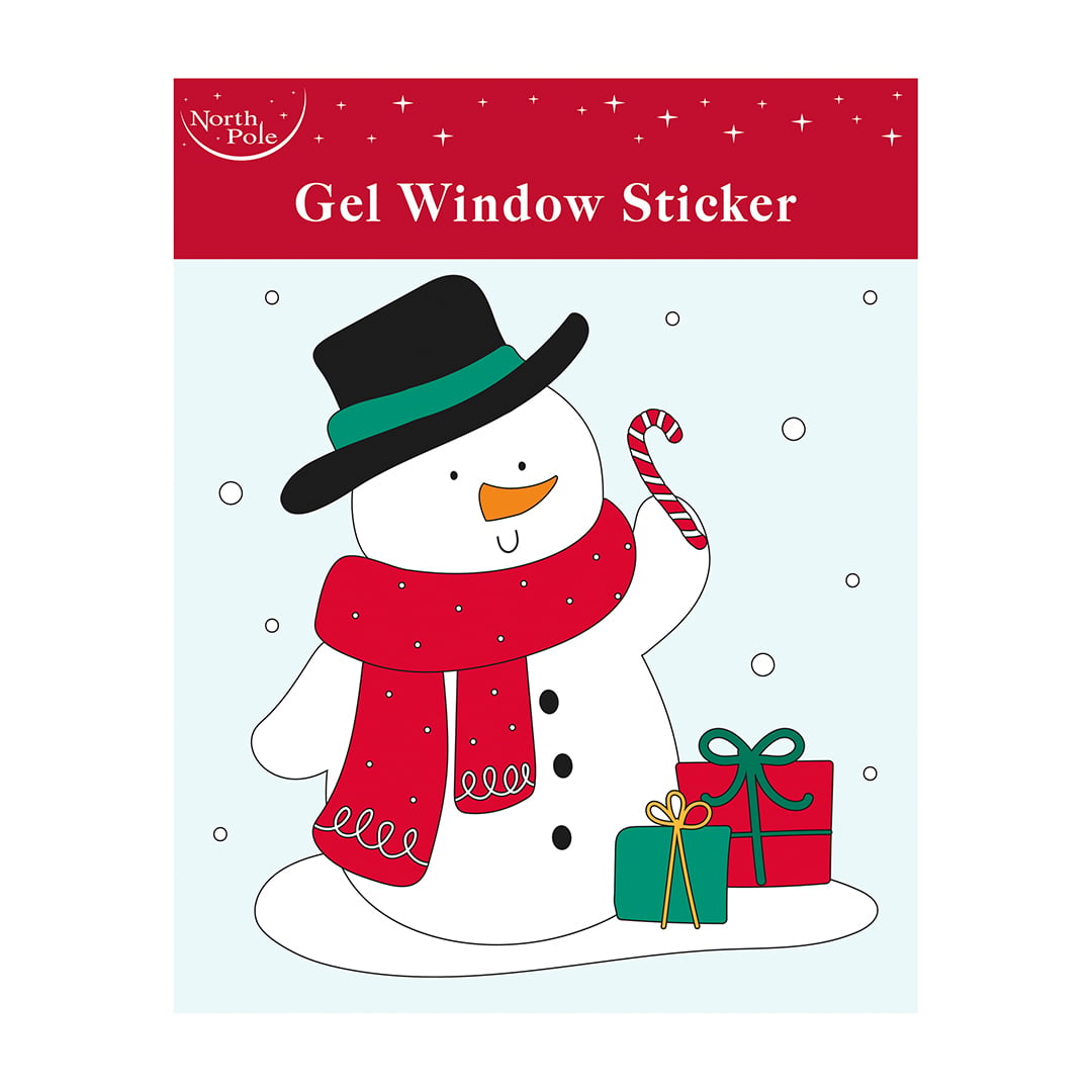 Snowman with Presents Christmas Gel Window Sticker Product Gallery Image