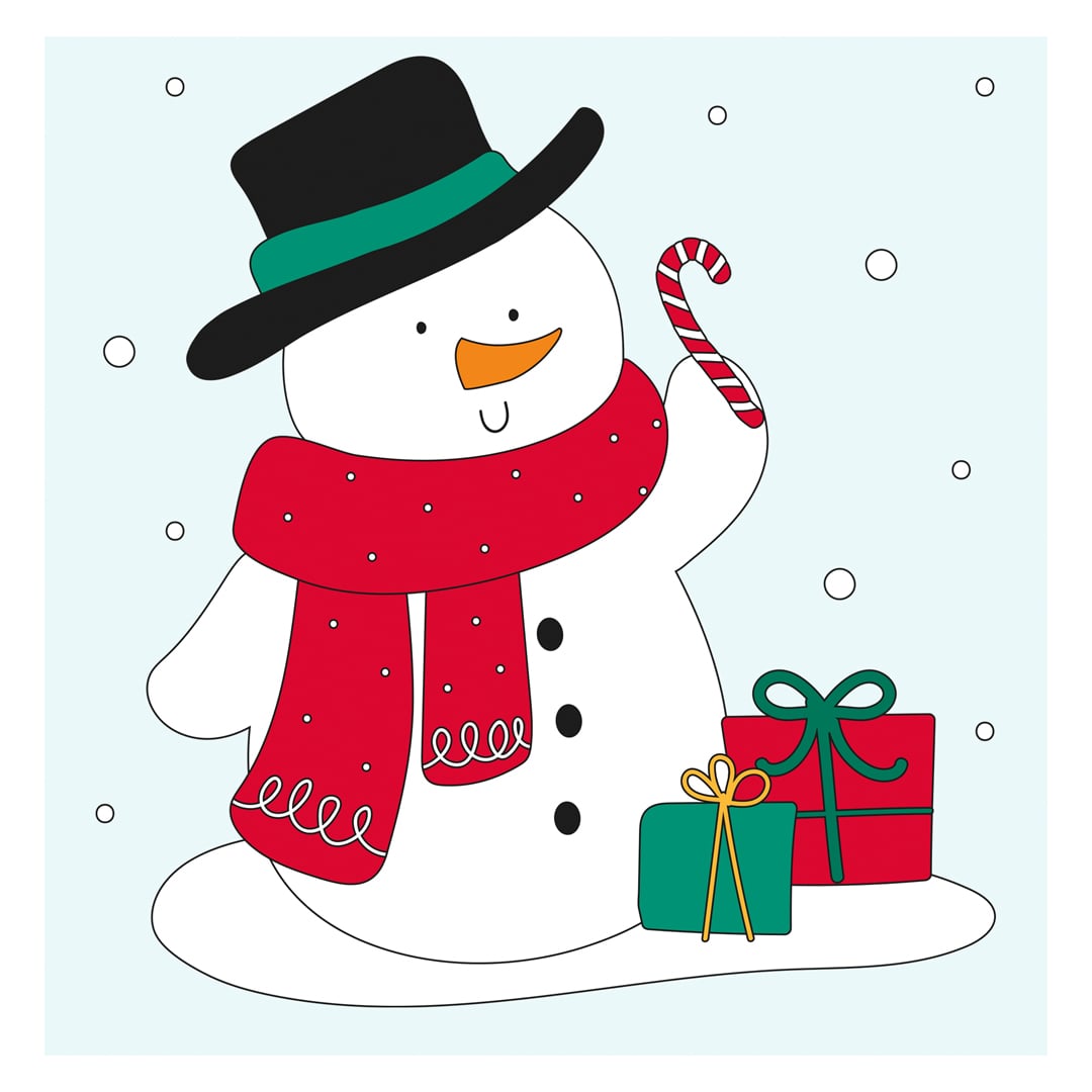 Snowman with Presents Christmas Gel Window Sticker