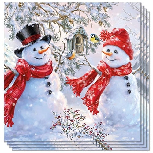Snowmen & Birds Christmas Premium Decoupage Paper Luncheon Napkins 33cm 3 Ply - Pack of 20 Product Gallery Image