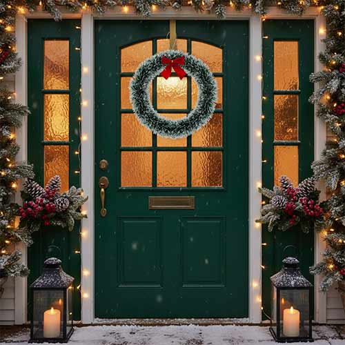 Snowtip Red Bow Christmas Wreath Festive Hanging Ornament Decoration 30cm Product Gallery Image