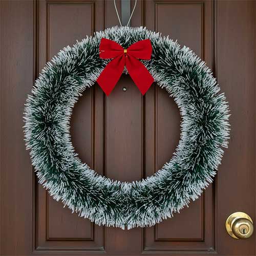 Snowtip Red Bow Christmas Wreath Festive Hanging Ornament Decoration 30cm