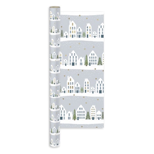 Snowy Landscape Grey Christmas Gift Wrapping Paper Roll 4m Product Image