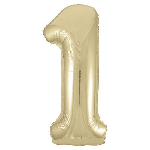 Soft Gold Number 1 Helium Foil Giant Balloon 86cm / 34 in Product Gallery Image