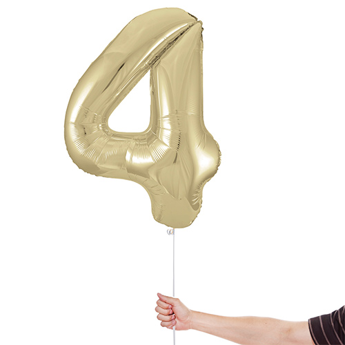 Soft Gold Number 4 Helium Foil Giant Balloon 86cm / 34 in Product Gallery Image