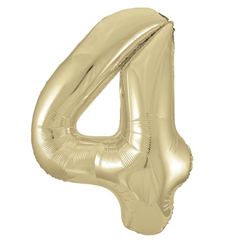 Soft Gold Number 4 Helium Foil Giant Balloon 86cm / 34 in Product Gallery Image
