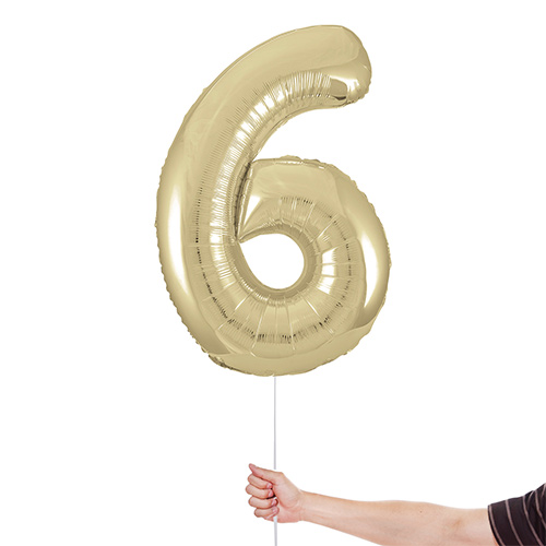 Soft Gold Number 6 Helium Foil Giant Balloon 86cm / 34 in Product Gallery Image