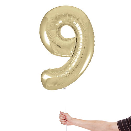 Soft Gold Number 9 Helium Foil Giant Balloon 86cm / 34 in Product Gallery Image