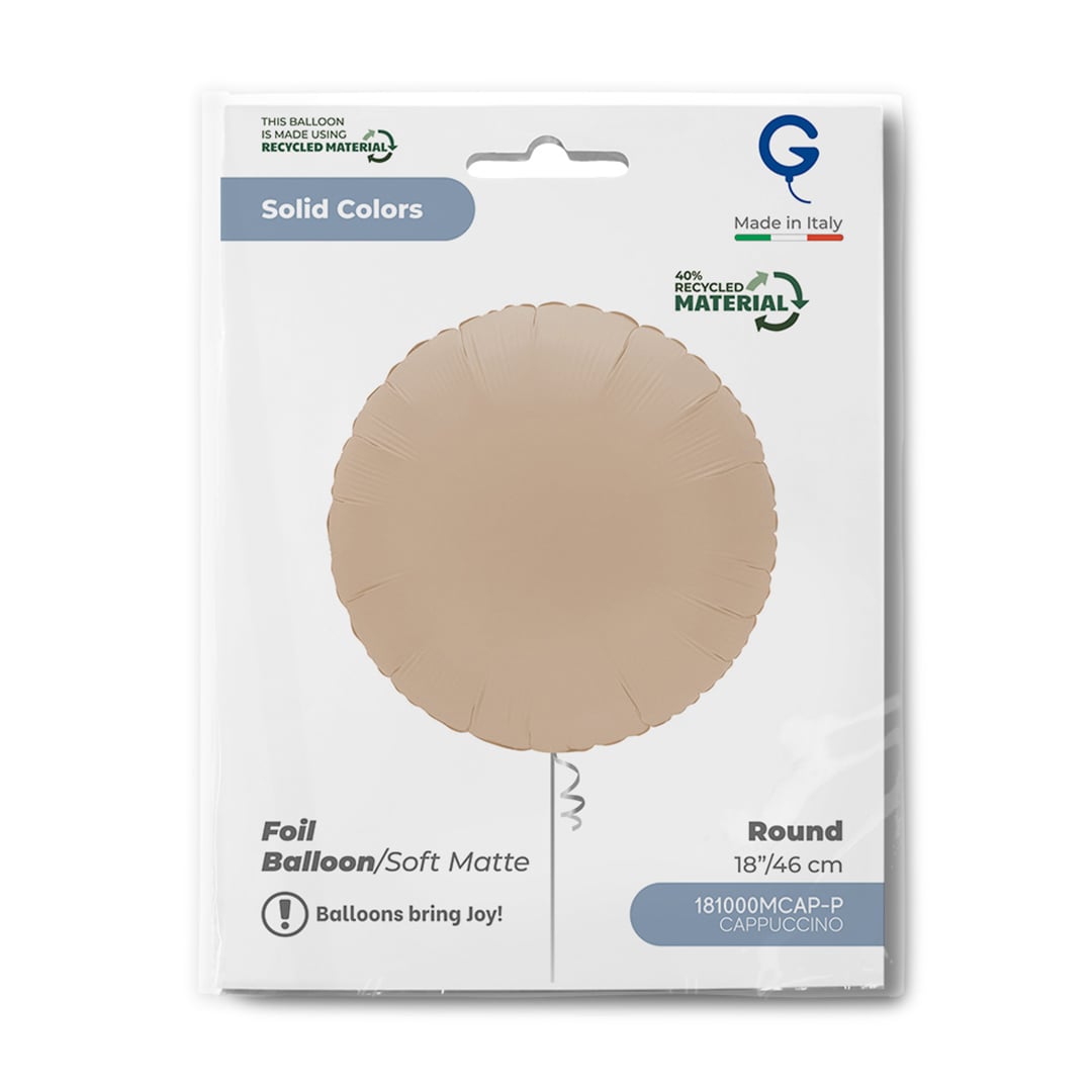 Soft Matte Cappuccino Round Foil Balloon 46cm / 18 in View 3