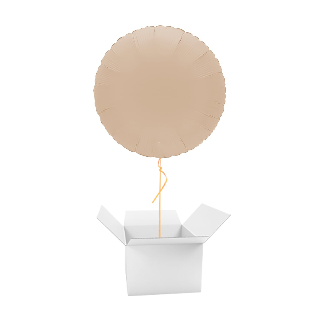 Soft Matte Cappuccino Round Foil Balloon - Inflated Balloon In A Box