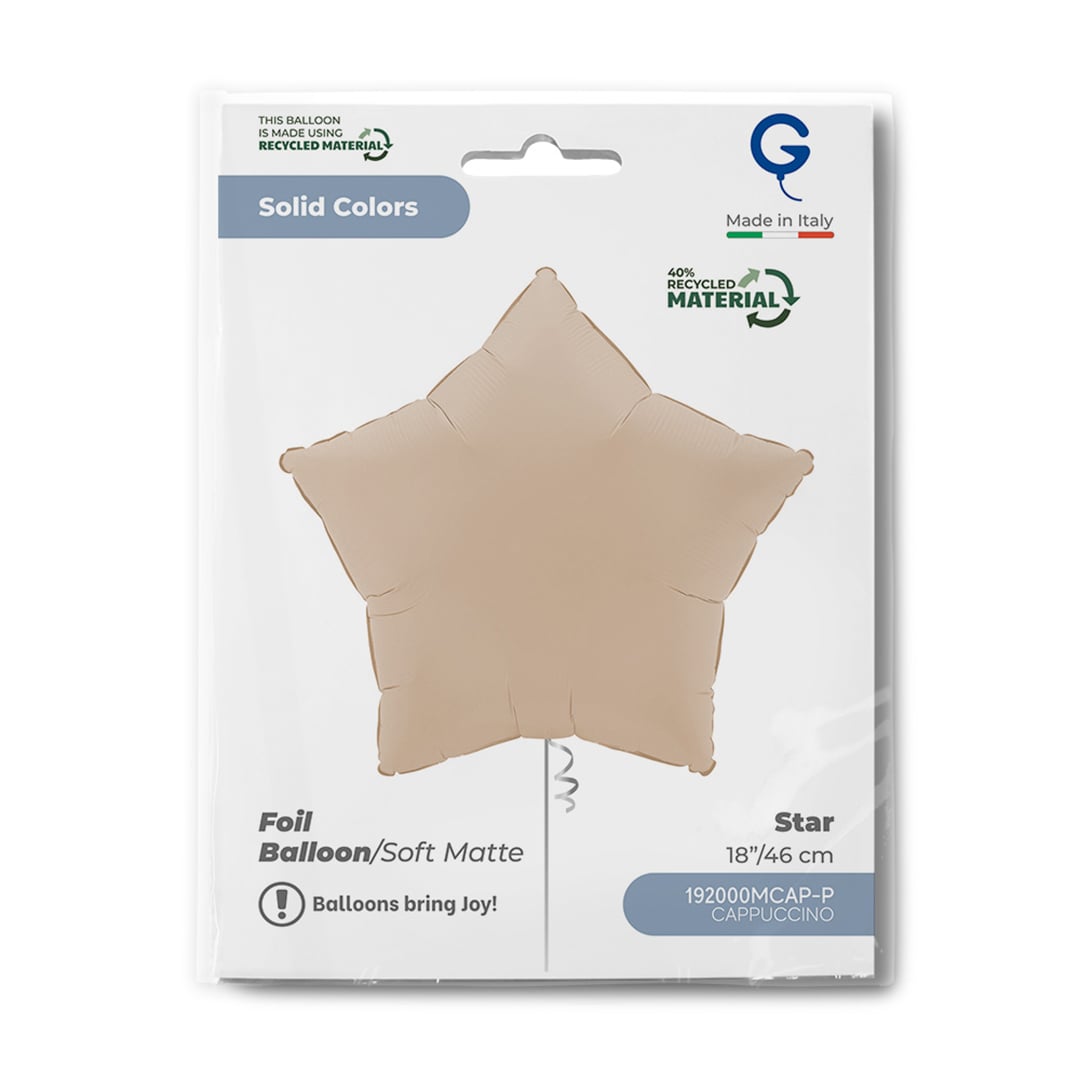 Soft Matte Cappuccino Star Shaped Foil Balloon 46cm / 18 in View 3