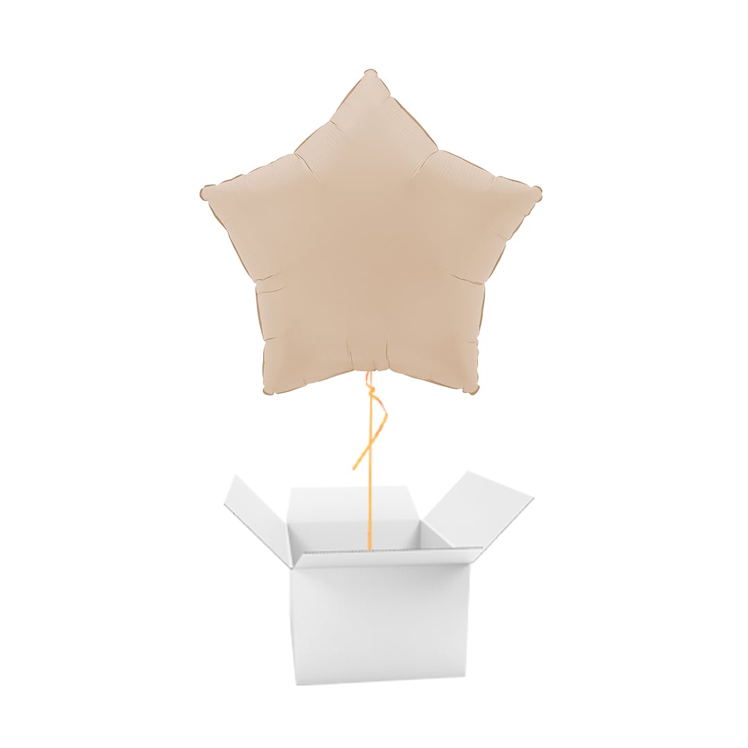 Soft Matte Cappuccino Star Shaped Foil Balloon - Inflated Balloon In A Box
