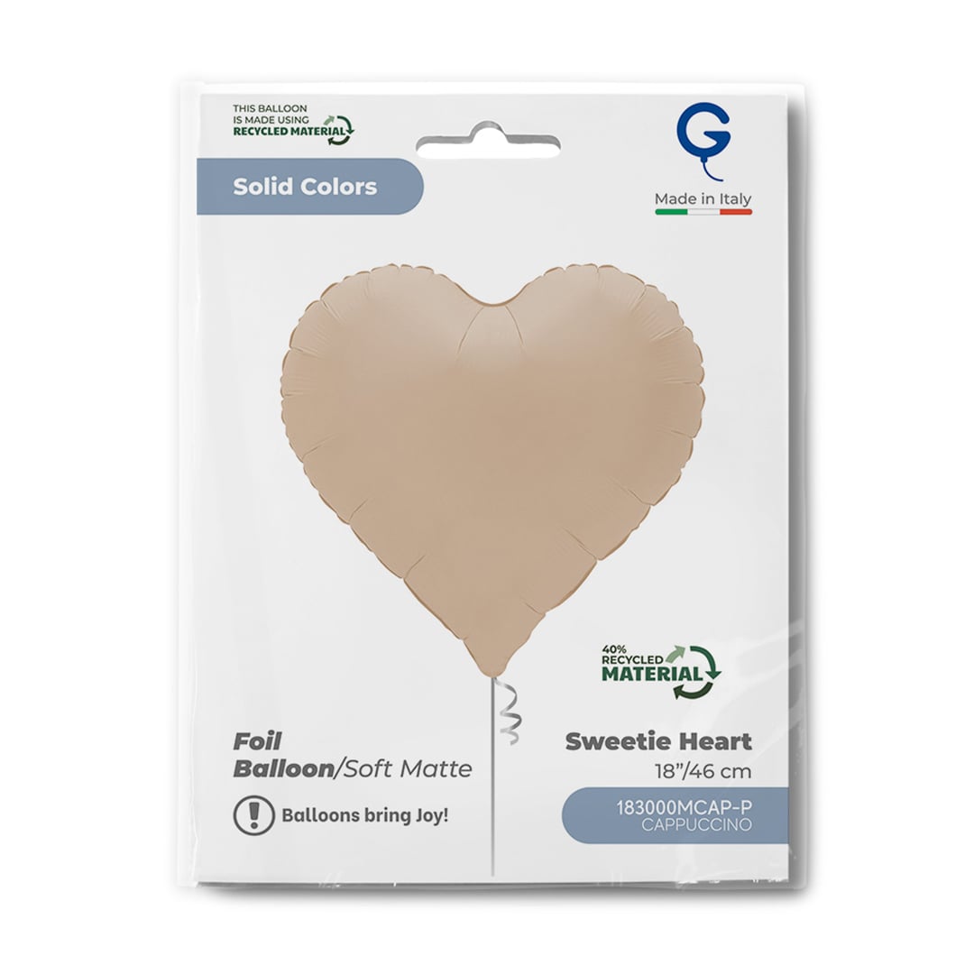 Soft Matte Cappuccino Sweetie Heart Shaped Foil Balloon 46cm / 18 in View 3
