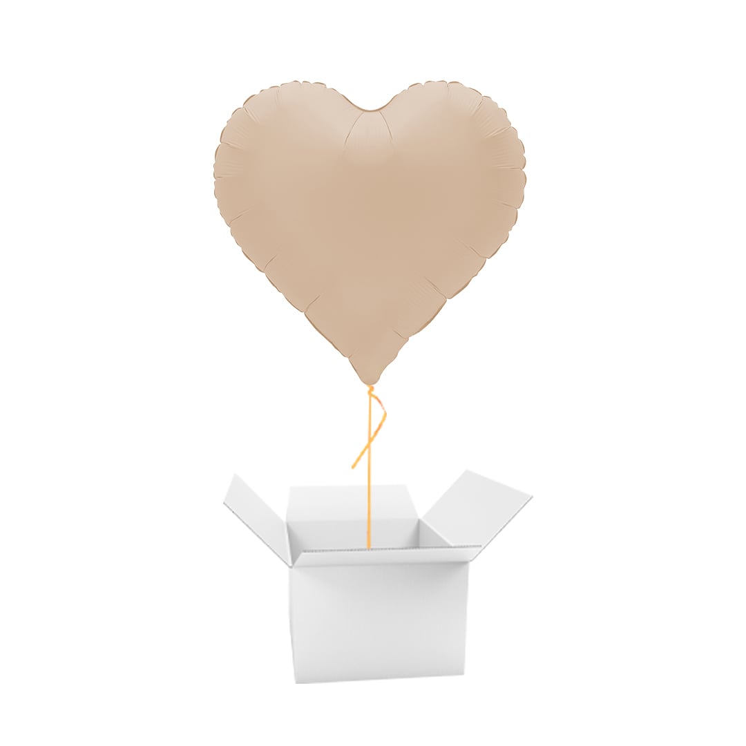 Soft Matte Cappuccino Sweetie Heart Shaped Foil Balloon - Inflated Balloon In A Box