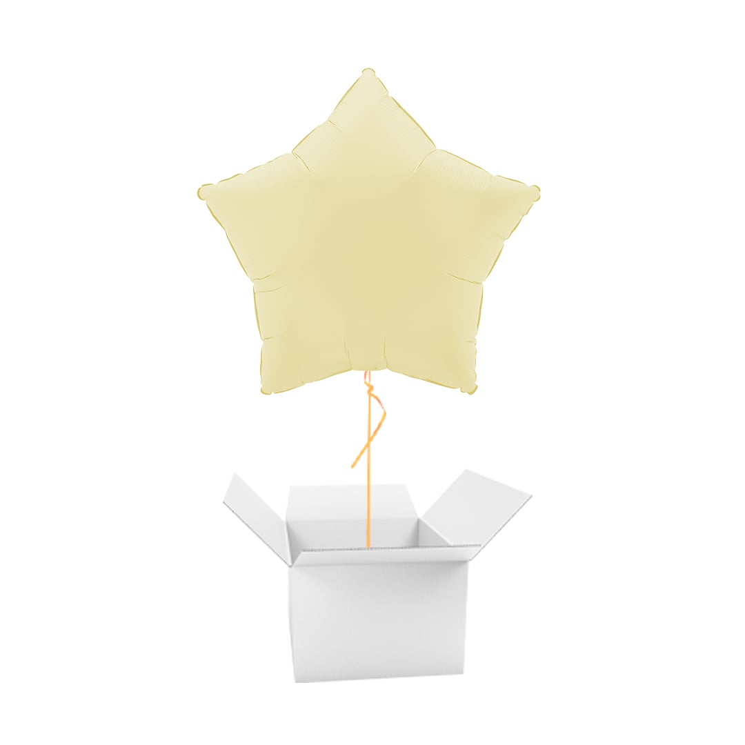 Soft Matte French Butter Yellow Star Shaped Foil Balloon - Inflated Balloon In A Box Product Gallery Image
