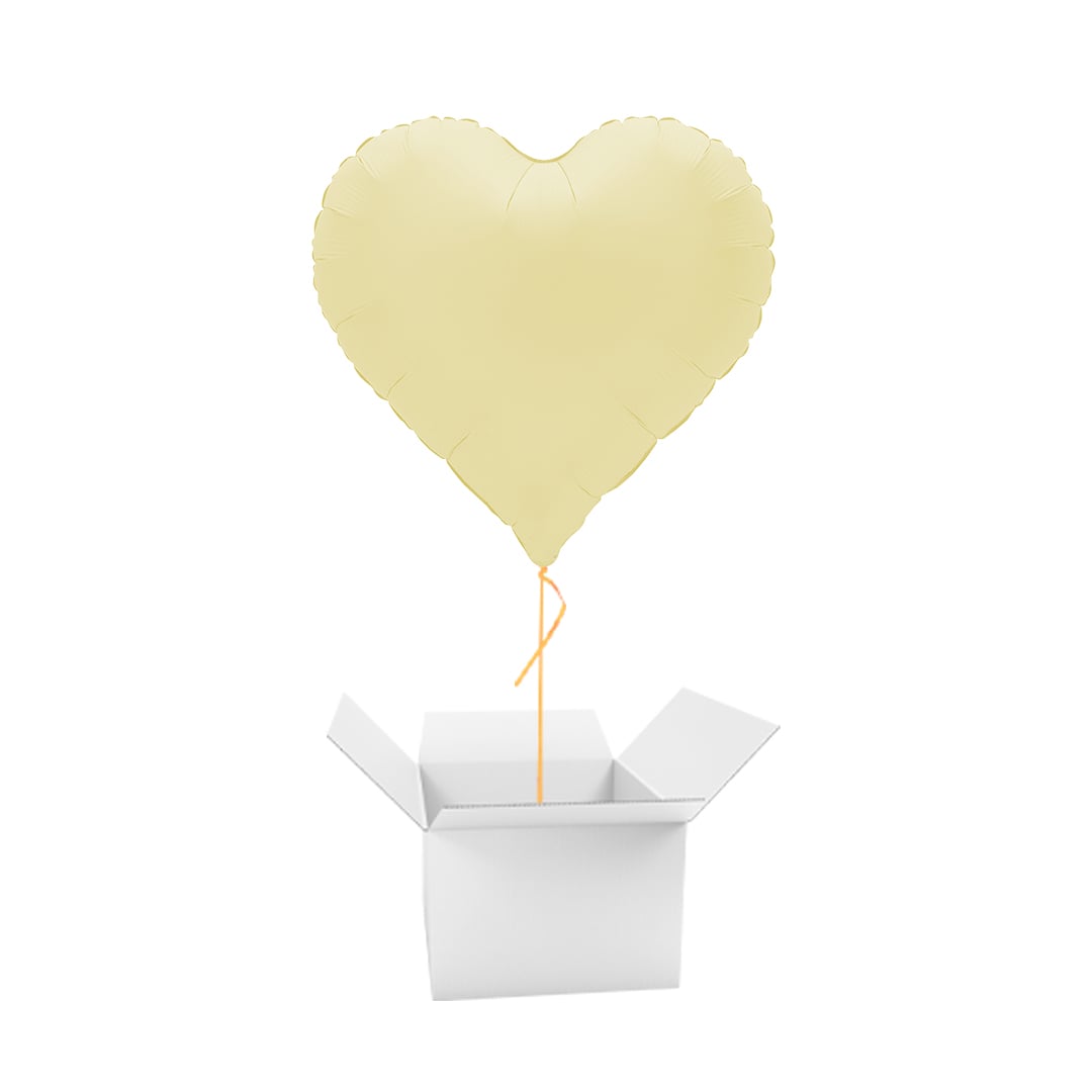 Soft Matte French Butter Yellow Sweetie Heart Shaped Foil Balloon - Inflated Balloon In A Box Product Gallery Image
