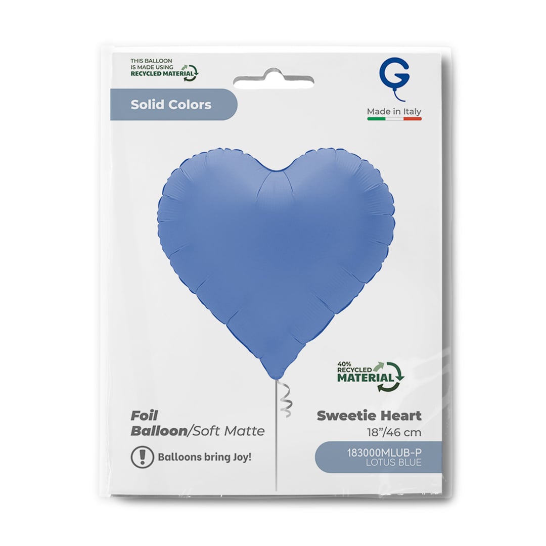 Soft Matte Lotus Blue Sweetie Heart Shaped Foil Balloon 46cm / 18 in View 3