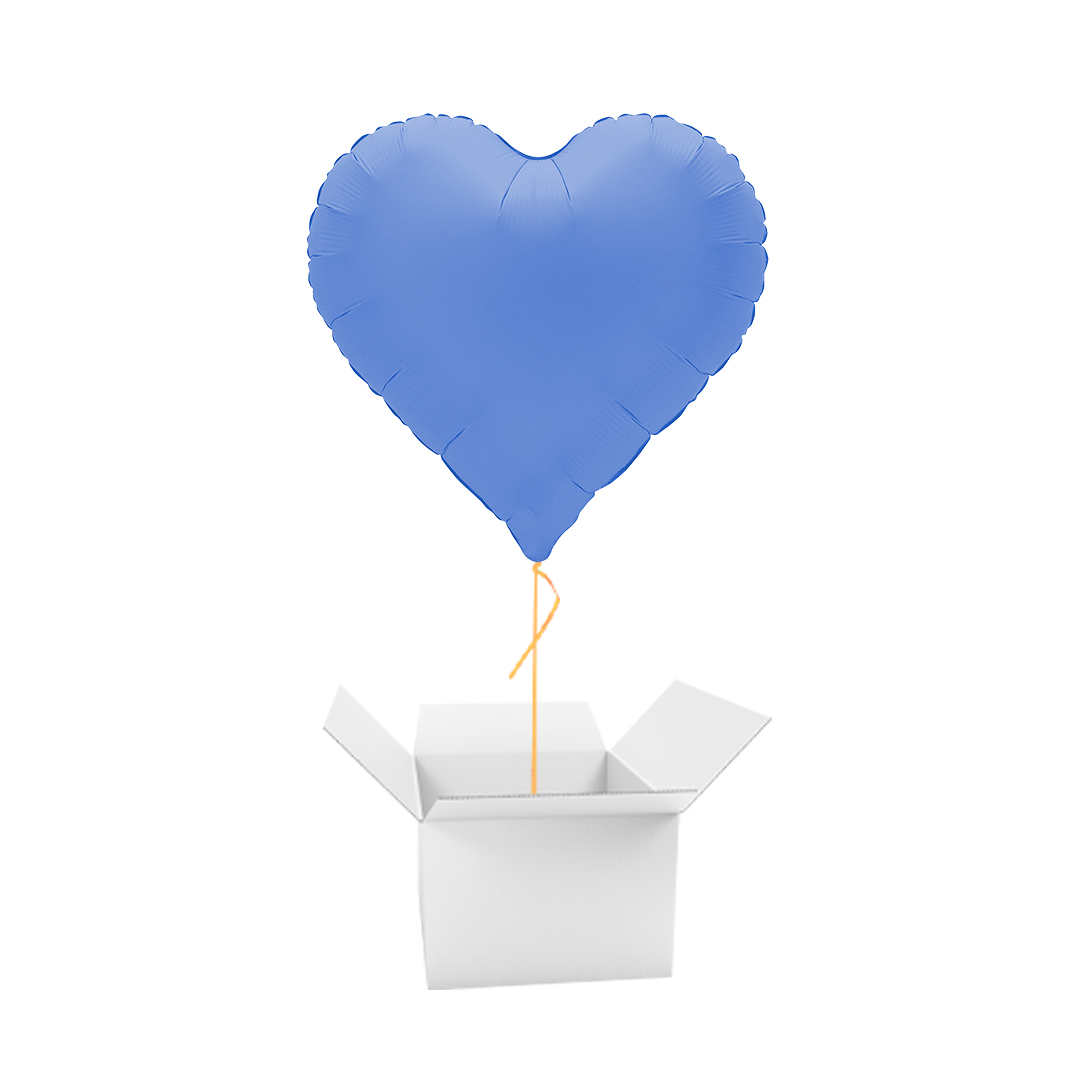 Soft Matte Lotus Blue Sweetie Heart Shaped Foil Balloon - Inflated Balloon In A Box