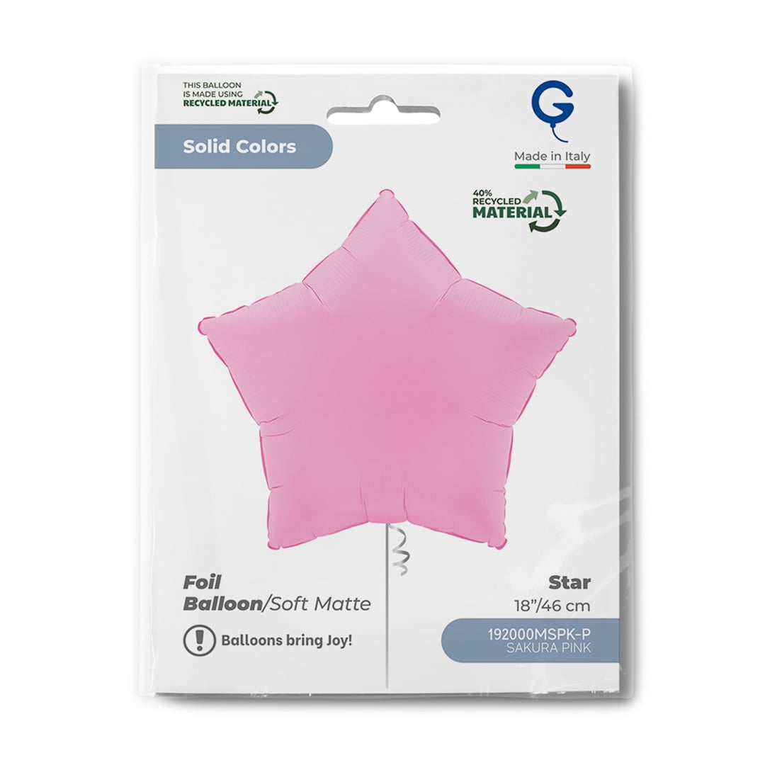 Soft Matte Sakura Pink Star Shaped Foil Balloon 46cm / 18 in View 3