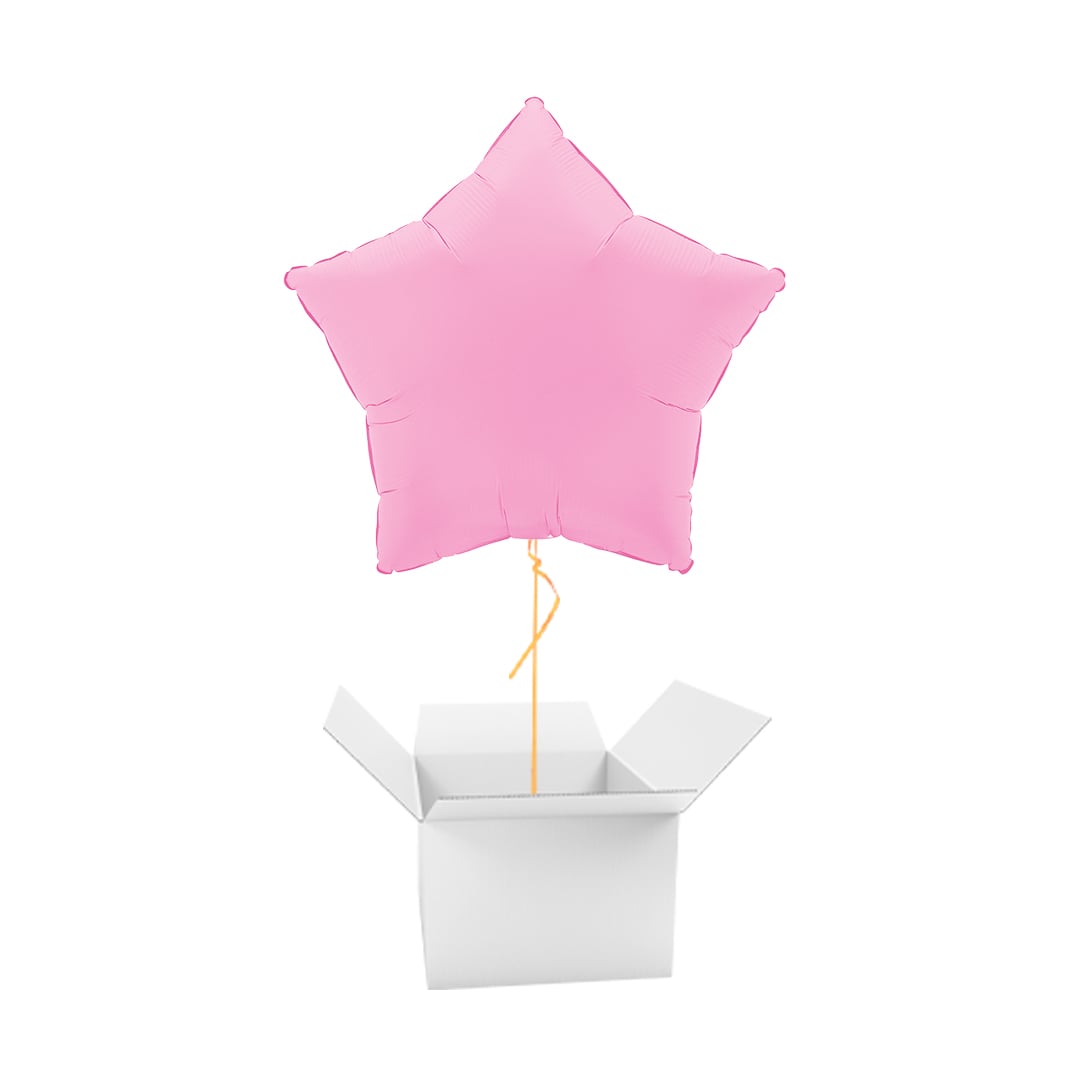 Soft Matte Sakura Pink Star Shaped Foil Balloon - Inflated Balloon In A Box