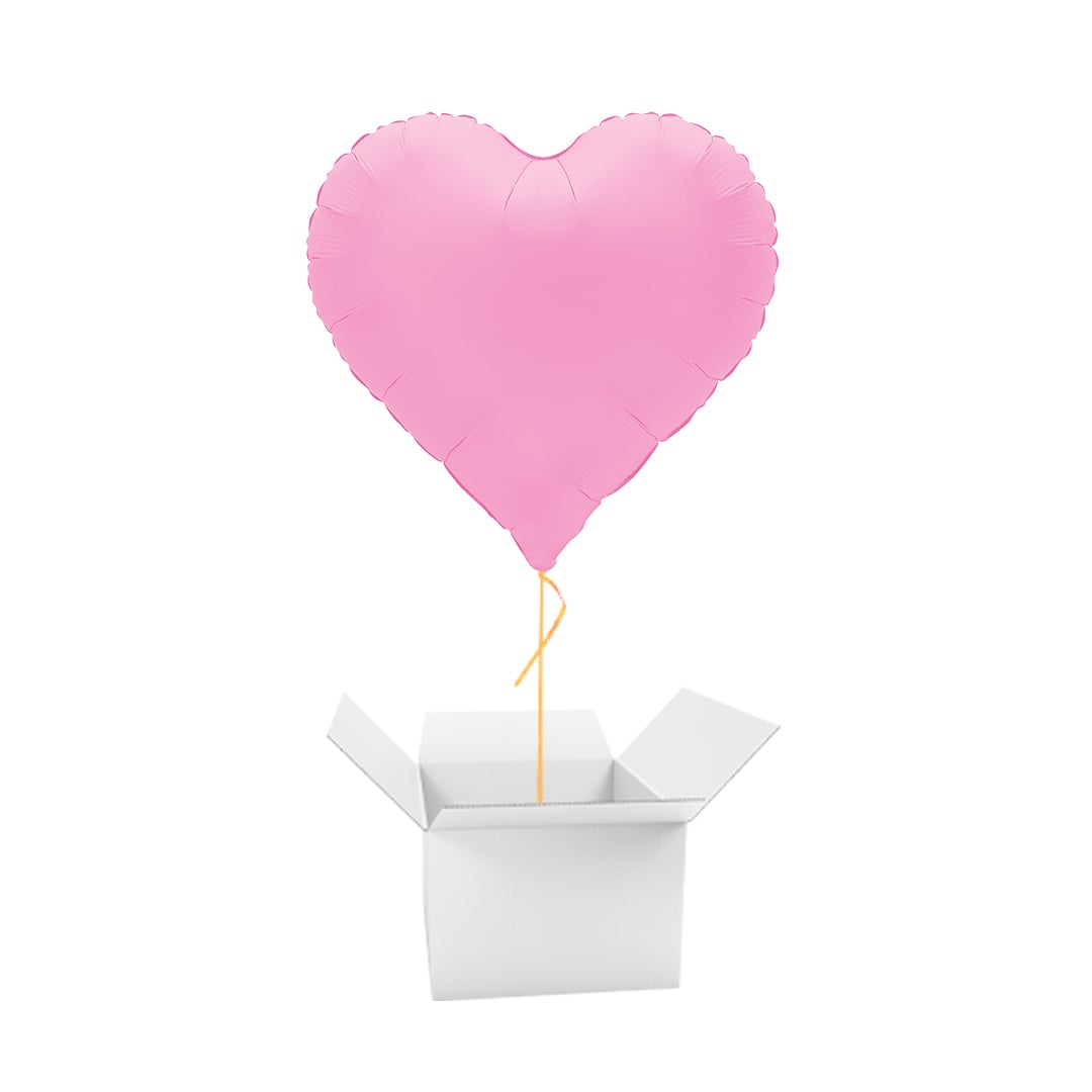 Soft Matte Sakura Pink Sweetie Heart Shaped Foil Balloon - Inflated Balloon In A Box