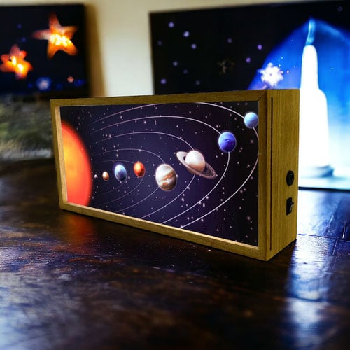 Solar System LED Light Box Wood Room Sign Product Gallery Image