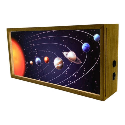 Solar System LED Light Box Wood Room Sign Product Gallery Image