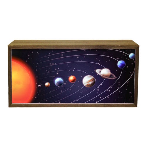 Solar System LED Light Box Wood Room Sign Product Gallery Image