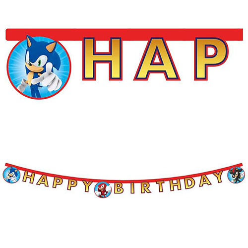 Sonic The Hedgehog, Knuckles & Shadow Happy Birthday Die-Cut Card Banner 2m