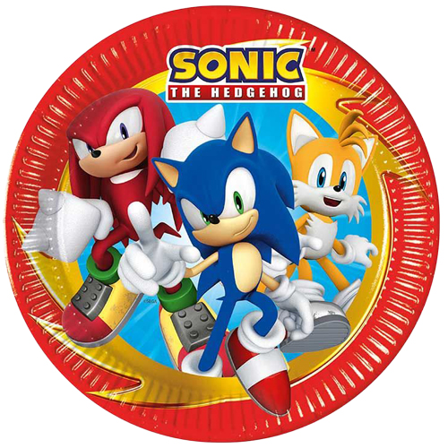 Sonic The Hedgehog, Knuckles & Tails Round Paper Plates 23cm - Pack of 8