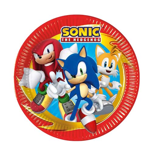 Sonic The Hedgehog, Knuckles & Tails Round Paper Plates 23cm - Pack of 8