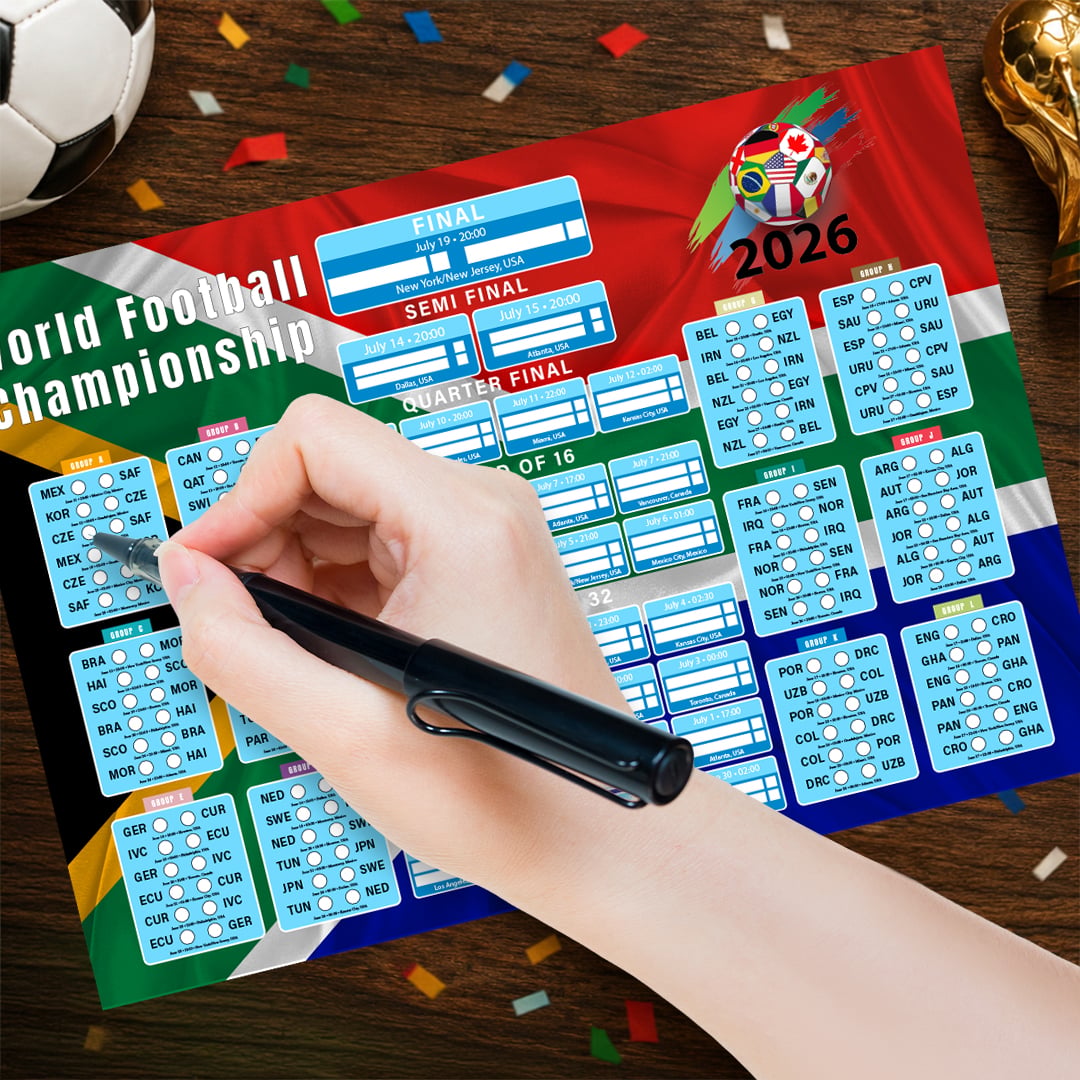 South Africa Flag World Football Championship Cup 2026 A0 Fixture Wall Chart