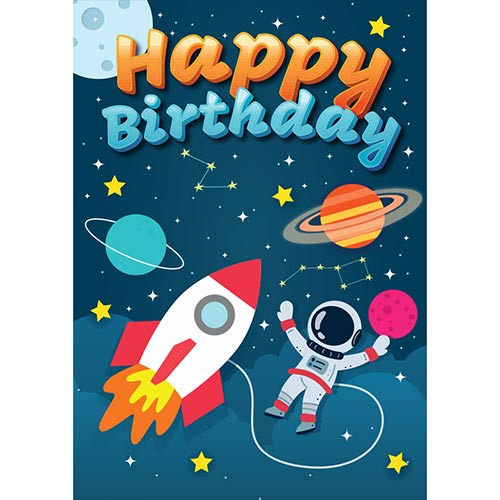 Outer Space Happy Birthday Poster PVC Party Sign Decoration Product Gallery Image