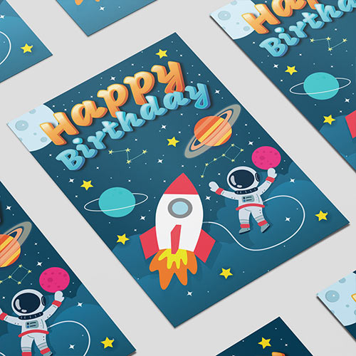 Outer Space Happy Birthday Poster PVC Party Sign Decoration Product Gallery Image
