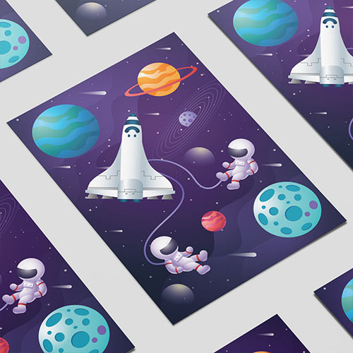 Outer Space Purple Poster PVC Party Sign Decoration Product Gallery Image