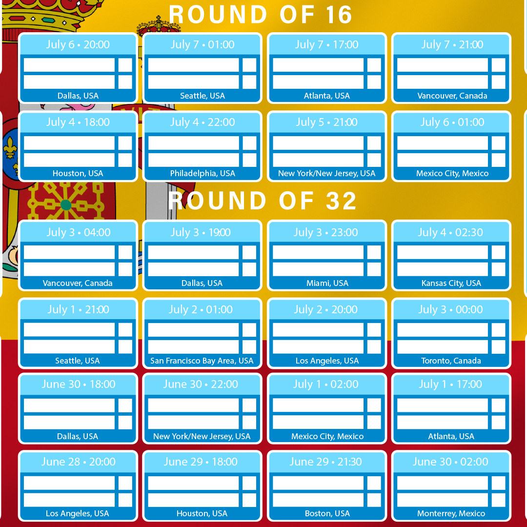 Spain Flag World Football Championship Cup 2026 A0 Fixture Wall Chart spain-flag-world-football-championship-cup-2026-a0-fixture-wall-chart