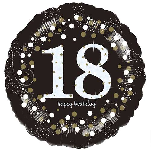 Sparkling Celebration 18th Birthday Round Foil Helium Balloon 46cm / 18 in Product Gallery Image
