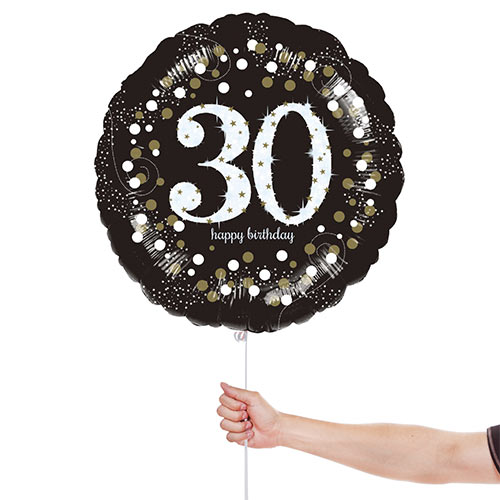 Sparkling Celebration 30th Birthday Round Foil Helium Balloon 46cm / 18 in Product Gallery Image