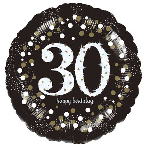 Sparkling Celebration 30th Birthday Round Foil Helium Balloon 46cm / 18 in Product Gallery Image