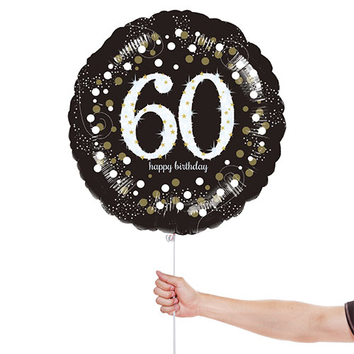 Sparkling Celebration 60th Birthday Round Foil Helium Balloon 46cm / 18 in Product Gallery Image
