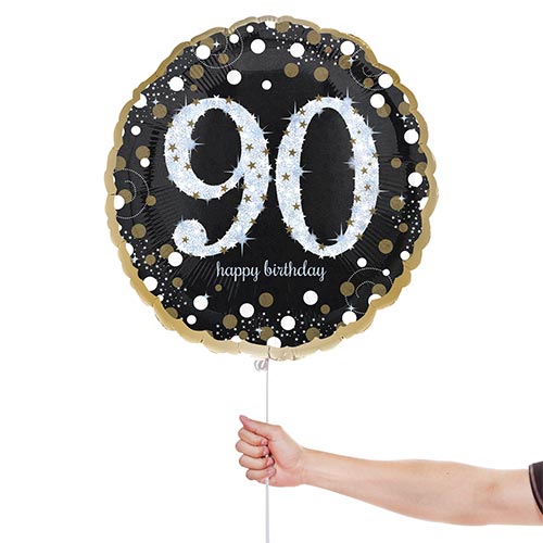 Sparkling Celebration 90th Birthday Round Foil Helium Balloon 46cm / 18 in Product Gallery Image
