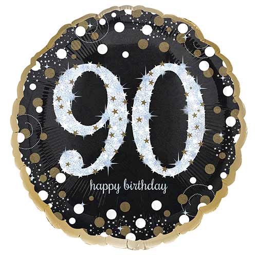 Sparkling Celebration 90th Birthday Round Foil Helium Balloon 46cm / 18 in