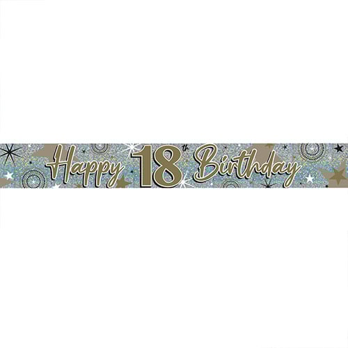 Sparkling Gold 18th Birthday Holographic Foil Banner 260cm Product Gallery Image