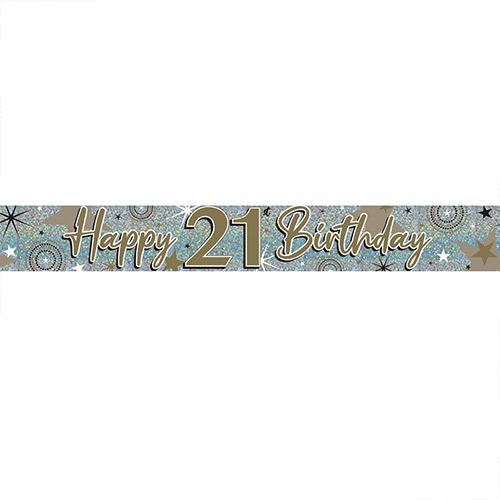 Sparkling Gold 21st Birthday Holographic Foil Banner 260cm Product Gallery Image