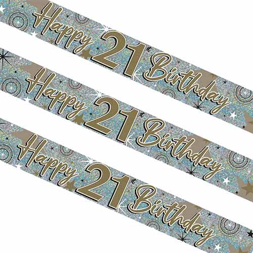 Sparkling Gold 21st Birthday Holographic Foil Banner 260cm Product Gallery Image