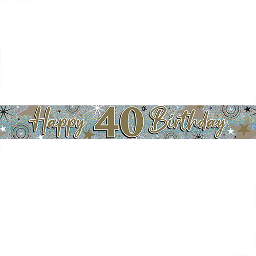 Sparkling Gold 40th Birthday Holographic Foil Banner 260cm Product Gallery Image